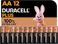 Батарейки Duracell Plus AA (12 шт.) — щелочные, 1,5 В — срок службы до 100% — надёжность для повседневных устройств — упаковка без пластика — срок хранения 10 лет — LR6 MN1500 1000008481