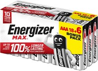 Energizer Alkaline MAX — упаковка из 18+6 щелочных батареек MAX AAA 1000008501