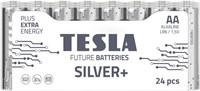Щелочные батарейки Tesla Silver+ - Plus Extra Energy, блистерная фольга (AA, упаковка 24 шт.) 1000008509