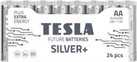 Батарейки Tesla AA SILVER+ Alkaine Plus Extra Energy, термоусадочная пленка, 24 шт., выгодная упаковка 1000008522