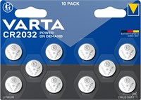 Литиевые батарейки-таблетки VARTA CR2032 Electronics, упаковка из 10 шт., батарейки-таблетки в оригинальной блистерной упаковке по 1 шт. 1000008534