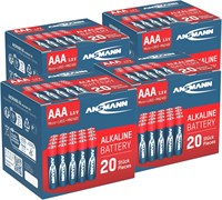 Щелочные батарейки ANSMANN AAA LR03 с длительным сроком службы, красные (4 шт. по 20 шт.) 1000008560