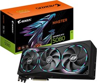 Видеокарта Gigabyte AORUS GeForce RTX 5080 MASTER 16G — 16 ГБ GDDR7, 256 бит, PCI-E 5.0, тактовая частота ядра 2805 МГц, 3 порта DisplayPort, 1 порт HDMI, GV-N5080AORUS M-16GD 1000008641