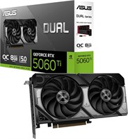 ASUS Dual GeForce RTX 5060 Ti 16 ГБ GDDR7 OC Edition (PCIe 5.0, 16 ГБ GDDR7, DLSS 4, HDMI 2.1b, DisplayPort 2.1b, 2,5-слотовая конструкция, осевая конструкция вентилятора, технология 0 дБ и многое другое) 1000008643