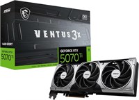 Видеокарта MSI Gaming RTX 5070 Ti 16G Ventus 3X OC (16 ГБ GDDR7, 256-бит, Extreme Performance: 2497 МГц, DisplayPort x 3 2.1a, HDMI 2.1b, архитектура NVIDIA Blackwell) 1000008687