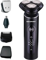 Набор для бритья Blaupunkt «4 в 1» для мужчин, металлический корпус, триммер для волос и носа, возможность беспроводного и проводного использования, ЖК-дисплей, зарядка через USB-C, водонепроницаемость IPX7, дорожная блокировка, время работы 60 минут – SV 1000008791