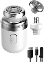 OBABO [Обновление] Мини-бритва, портативная электробритва, 2-в-1, USB-зарядка, мини-бритва для влажного и сухого бритья с роторным триммером для носа, карманный подарок для дома и путешествий (белая) 1000008894