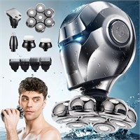 Электробритвы Azonee для лысых мужчин, электробритва 6-в-1, 7D, аккумуляторные роторные бритвы для мужчин, водонепроницаемая высокотехнологичная бритва IPX7 для всего тела со светодиодным дисплеем, влажное и сухое бритье 1000008925