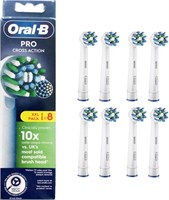 Электрическая зубная щетка Oral-B Pro Cross Action с X-образной и наклонной щетиной для более глубокого удаления зубного налета, упаковка из 8 насадок, белая (упаковка XXL) 1000009241