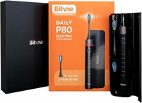 Электрическая зубная щетка Bitvae P80 Sonic – черная, с 8 сменными насадками и дорожным футляром H6, 5 режимов чистки, срок службы аккумулятора 60 дней, умный таймер, аккумуляторная зубная щетка для взрослых 1000009283