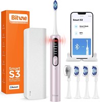 Электрическая зубная щётка Bitvae S3 Sonic – розовая, с 4 насадками, 4 колпачками, дорожным футляром и держателем, 5 режимами чистки, умным таймером, зарядкой от USB, длительным сроком службы аккумулятора 1000009285