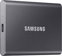 Портативный твердотельный накопитель SAMSUNG T7 объемом 2 ТБ, скорость до 1050 МБ/с, USB 3.2 Gen 2, надежное хранилище для игр, студентов и профессионалов, MU-PC2T0T/AM, серый 1000009333