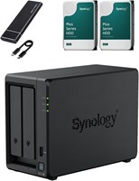 Synology DS725+ с 2 отсеками, 32 ГБ ОЗУ, AMD Ryzen R1600, предустановленная конфигурация с 24 ТБ (2 жестких диска по 12 ТБ), кэшем 1 ТБ (2 накопителя NVMe по 512 ГБ) + бесплатный внешний SSD-накопитель первой волны на 512 ГБ для резервного копирования | В 1000009468