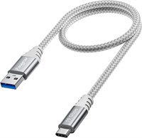 Кабель Fasgear USB Type C длиной 1,65 фута, короткий USB A–C для Android Auto, кабель USB 3.2 Gen 2 Type C в оплетке, передача данных 10 Гбит/с, 3 А, быстрая зарядка, совместим с iPad Pro 2022, внешним SSD-накопителем MacBook (серый) 1000009472