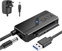 Адаптер Ctoby SATA - USB с питанием, кабель USB 3.0 - SATA для внешнего жесткого диска 2,5" 3,5" SSD/HDD до 20 ТБ с адаптером питания постоянного тока 12 В 24 Вт, поддержка UASP Seagate WD Hitachi Toshiba 1000009491