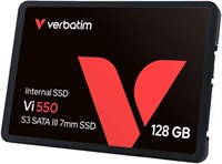 Твердотельный накопитель Verbatim Vi550 S3, внутренний твердотельный накопитель с объемом памяти 128 ГБ, твердотельный накопитель с интерфейсом SATA III 2,5 дюйма и технологией 3D NAND, черный 1000009497