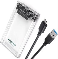 Корпус для жесткого диска KingData SSD HDD, 2,5-дюймовый SATA III USB 3.0 Caddy Case, внешний считыватель для ноутбука, быстрая передача данных, кабель UASP в комплекте, светодиодный индикатор без инструментов, прозрачный 1000009511