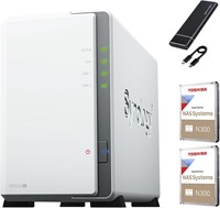Комплект сервера Synology DS223j NAS с 2 отсеками (4 ГБ ОЗУ, 8 ТБ хранилища) — 2 жестких диска NAS по 4 ТБ, высокопроизводительное сетевое устройство хранения данных для настольных ПК — включает внешний твердотельный накопитель 512 ГБ для резервного копир 1000009519