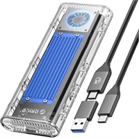 Корпус ORICO 40 Гбит/с M.2 NVMe SSD со встроенным вентилятором охлаждения, улучшенный прозрачный корпус для внешнего жесткого диска, поддержка 2230, 2242, 2260, 2280 (только клавиша M), совместимость с USB4/3.2/3.1/3.0/2.0-BL 1000009520