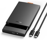 Корпус для жесткого диска UGREEN USB C с кабелем USB C-C. Адаптер USB C 3.1 Gen 2 - SATA для 2,5-дюймового твердотельного накопителя. Поддержка высокоскоростного интерфейса UASP SATA III, совместимого с MacBook Pro, WD, Seagate, Toshiba, Samsung. 1000009523