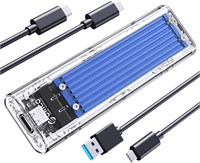 Прозрачный внешний жесткий диск ORICO NVME M.2 - Type-C USB3.1 Gen2 10 Гбит/с, корпус-адаптер для твердотельных накопителей PCI-E M2 M-Key 2280, 2260, 2242, 2230, USB Type-C (TCM2-синий) 1000009528
