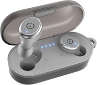 Беспроводные наушники TOZO T10 Bluetooth 5.3 с чехлом для беспроводной зарядки, водонепроницаемые, IPX8, стереонаушники-вкладыши, встроенный микрофон, гарнитура, премиальный звук с глубокими басами для спорта, серые 1000009559