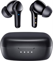 Беспроводные наушники-вкладыши Bluetooth 5.3 с объемным звуком Hi-Fi, водонепроницаемые наушники IPX8, наушники премиум-класса с глубокими басами и 4 микрофонами, шумоподавлением для iOS, Android и тренировок — черные 1000009562