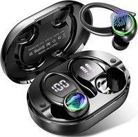 Беспроводные наушники Bluetooth 5.3 с басами, полноразмерные стереонаушники с шумоподавлением, микрофоном ENC, дужками для ушей, воспроизведением 48 часов и двойным светодиодным дисплеем, водонепроницаемые наушники IP7 для спорта/тренировок/тренажерного з 1000009572