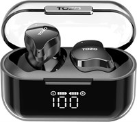 Беспроводные стереонаушники TOZO T18 Bluetooth 5.3, водонепроницаемые, IPX8, наушники-вкладыши с шумоподавлением, цифровым дисплеем и прозрачным корпусом, с длительным временем ожидания, черные 1000009617