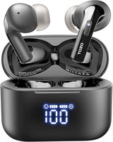 Беспроводные наушники TOZO T20 Bluetooth с 48,5 часами воспроизведения, светодиодным цифровым дисплеем, водонепроницаемостью IPX8, двумя микрофонами, шумоподавлением, 10-миллиметровыми динамиками с широким диапазоном частот и чехлом для беспроводной заряд 1000009624