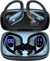 Беспроводные наушники bmani Bluetooth, спортивные наушники с 48-часовым воспроизведением звука, светодиодным дисплеем, полноразмерные наушники с дужками для ушей и встроенным микрофоном, гарнитура для тренировок, черная - VEAT00L 1000009625