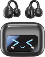 Наушники-вкладыши с открытым ушом — беспроводные спортивные наушники Bluetooth 5.4 со светодиодным сенсорным экраном, водонепроницаемые, для планшета, ноутбука и телефонов Android/iOS (черные) 1000009628