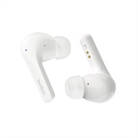 Беспроводные наушники Belkin SoundForm Motion True Wireless с шумоподавлением, чехлом для беспроводной зарядки и двумя микрофонами. Водонепроницаемые Bluetooth-наушники IPX5 для iPhone и Samsung. Белые. 1000009654