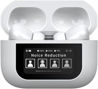 Умные наушники IQ TOUCH с сенсорным экраном, активным шумоподавлением, 50 часов воспроизведения, Bluetooth 5.3 с сенсорным управлением, зарядным чехлом, Hi-Fi-аудио, для iOS и Android, AIRNOVA-S9PRO, белые 1000009691