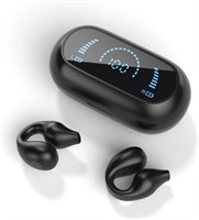 Наушники-клипсы открытого типа, беспроводные наушники-вкладыши Bluetooth, вкладыши и внутриканальные наушники, беспроводные спортивные наушники, наушники-клипсы Bluetooth 5.3, 30 часов воспроизведения с чехлом, наушники для тренировок (черные) 1000009780