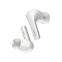 Беспроводные наушники Belkin SOUNDFORM Flow с активным шумоподавлением, Bluetooth-наушники с беспроводной зарядкой, защита от пота IPX5, 31 час воспроизведения, для iPhone, Galaxy, Pixel, белые, маленькие 1000009796