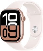 Умные часы Apple Watch Series 10 с GPS и сотовой связью, корпус из розового алюминия, корпус 46 мм, светло-розовый спортивный ремешок, размеры M/L. Фитнес-трекер, приложение ЭКГ, постоянно включенный дисплей Retina, водонепроницаемость. 1000009878