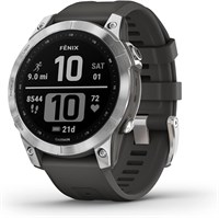 GARMIN FENIX 7 — стандартная версия, серебристый с графитовым ремешком | Смарт-часы с AMOLED-дисплеем и сенсорным экраном | Фитнес-часы с 18 днями автономной работы в режиме смарт-часов 1000009966