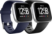 ELECDON 2 браслета, совместимых с умными часами Fitbit Versa SmartWatch, Versa 2 и Versa Lite SE для женщин и мужчин, сменный спортивный силиконовый дышащий мягкий фитнес-браслет (маленький, черный и синий) 1000010101