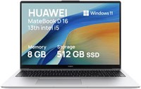 HUAWEI Matebook D16 + подарок, 16-дюймовый ноутбук с дисплеем FullView и зарядкой от глаз, ультратонкий, процессор Intel Core i5 13-го поколения, цифровая клавиатура, аккумулятор ёмкостью 70 Вт?ч, 8 ГБ оперативной памяти + 512 ГБ, Windows 10 Home, цвет My 1000010532