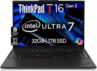Бизнес-ноутбук Lenovo ThinkPad T16 Gen 3 с 16-дюймовым дисплеем FHD+, процессором Intel Ultra 7-155U (Beats i7-1355U), оперативной памятью DDR5 32 ГБ, твердотельным накопителем 1 ТБ, веб-камерой 5 МБ, Wi-Fi 6E + BT, RJ-45, HDMI, Windows 11 Pro, система A 1000010603