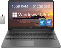 Ноутбук HP 15,6 дюймов FHD, процессор Intel Core i3-1215U, 16 ГБ ОЗУ, твердотельный накопитель на 512 ГБ, графика Intel UHD, веб-камера HD, цифровая клавиатура, Wi-Fi 6, Bluetooth, серый, Windows 11 Pro, USB-накопитель на 32 ГБ 1000010715