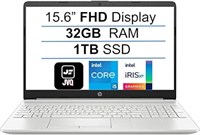 Новейший ноутбук HP 2022 года с 15,6-дюймовым дисплеем FHD 1080P IPS, четырехъядерным процессором Intel i5-1135G7 11-го поколения (до 4,2 ГГц), 32 ГБ ОЗУ, твердотельным накопителем на 1 ТБ, серебристый (обновленный) 1000011112