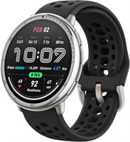 Умные часы Amazfit Active 2, 44 мм, GPS-карты с навигацией, фитнес-трекер, 10-дневный аккумулятор, мониторинг сна, более 160 спортивных режимов, водонепроницаемые, для Android и Apple iPhone, черный силикон 1000011296
