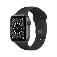 Apple Watch Series 6 (восстановленные) (GPS + Cellular, 44 мм) — корпус из алюминия цвета «серый космос» с черным спортивным ремешком 1000011348