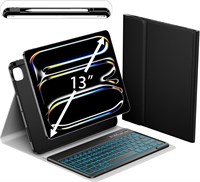Чехол atdaraz для iPad Pro 13 с клавиатурой M4 2024, чехол-клавиатура для iPad 13 дюймов Pro, 7-цветная подсветка Bluetooth, магнитная клавиатура, мягкий защитный чехол-книжка для планшета с держателем Apple Pencil Pro 1000011796