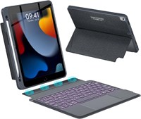 Чехол-клавиатура MICROWARE для iPad 9-го/8-го/7-го поколений (10,2 дюйма), iPad Pro 10,5 дюймов, Air 3 (2021/2020/2019/2017) с держателем для карандаша — съемная клавиатура с подсветкой и подставкой, сенсорный трекпад — черный 1000011797