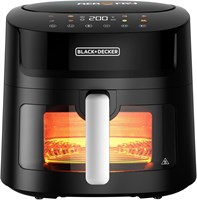 Цифровая аэрофритюрница BLACK+DECKER «8 в 1» с окном, большой объём 7,2 л, мощность 1800 Вт, технология Rapid Air, сенсорный светодиодный дисплей, функция сушки, корзина, пригодная для мытья в посудомоечной машине, ручка с функцией Cool-Touch — AF7210-B5 1000011799