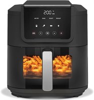 Аэрофритюрница Nutricook Slim, 5 л, 1 кг, большая корзина, компактный тонкий дизайн, воздушная жарка, выпечка, разогрев, 5 режимов, прозрачное окошко и подсветка, AFS100, черная, 1500 Вт, гарантия 2 года 1000011803