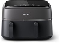 Аэрофритюрница Philips Dual Basket AirFryer серии 3000 — 2750 Вт, объём 9 л, 2 выдвижные корзины, сенсорный экран с 8 предустановками, чёрный — NA350/00 1000011805